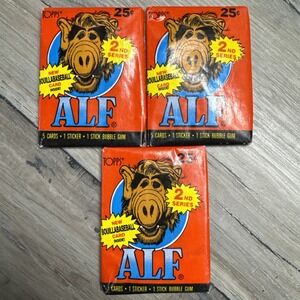 1987 Topps Alf Series Vintage Cards Three (3) Wax Pack Lot - 5 Cards / 1 Sticker